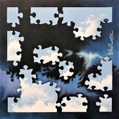 Artiste peintre belge isabelle nell puzzle dans les nuages